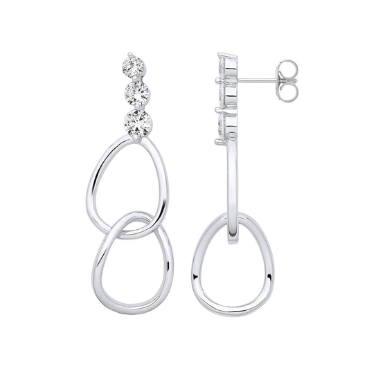 Silver Interlocked Teardrop Cubic Zirconia Earrings - Fine Ring - Certified Authentic – Luxury Jewellery by Imperial T