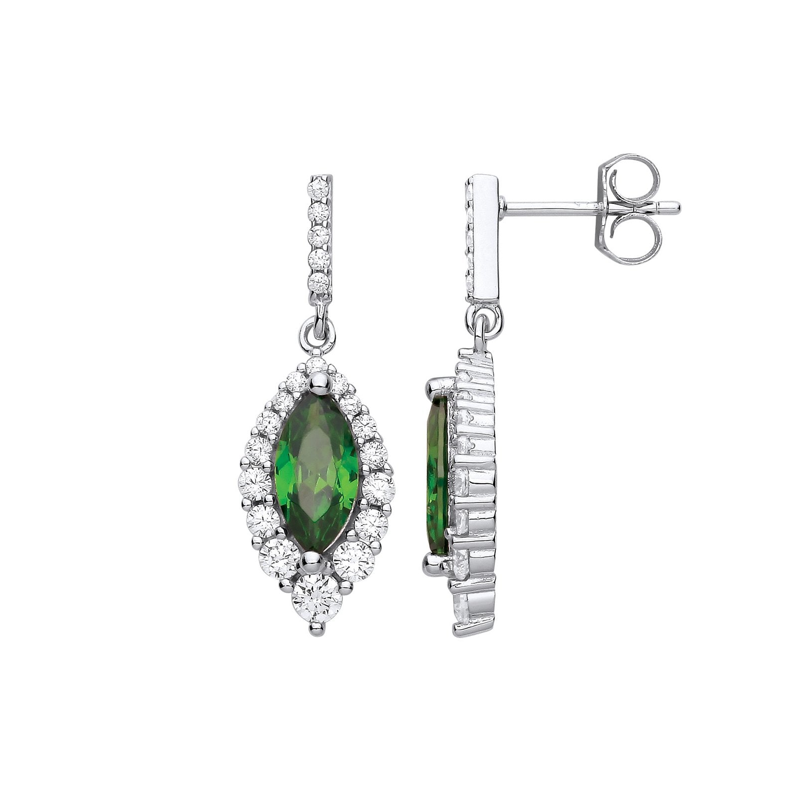 Silver Green Marquise Cubic Zirconia Drop Earrings - Fine Ring - Certified Authentic – Luxury Jewellery by Imperial Ti