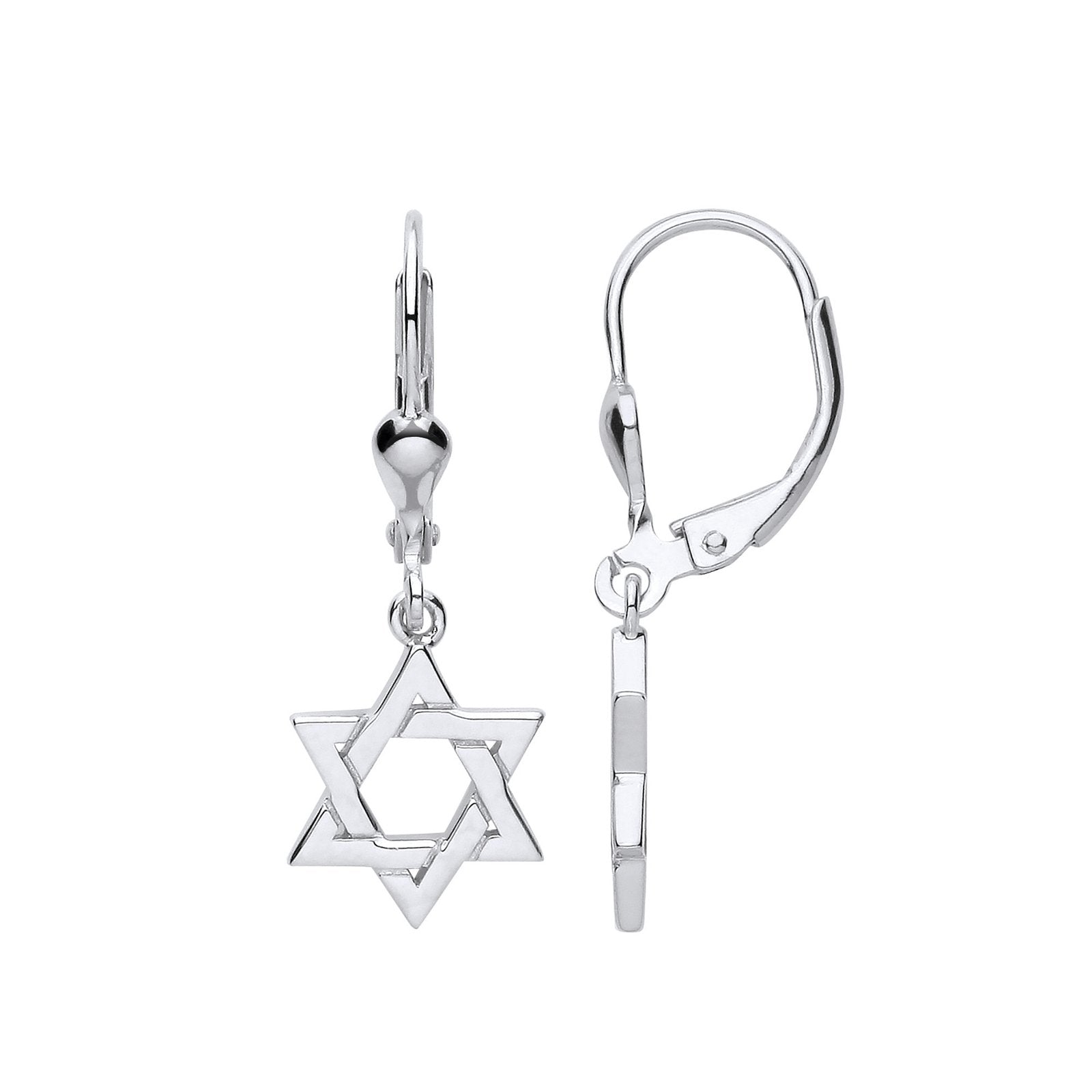 Silver Star of David Drop Earrings - Fine Ring - Certified Authentic - Swiss Made - UK Stock – Luxury Jewellery by Imp