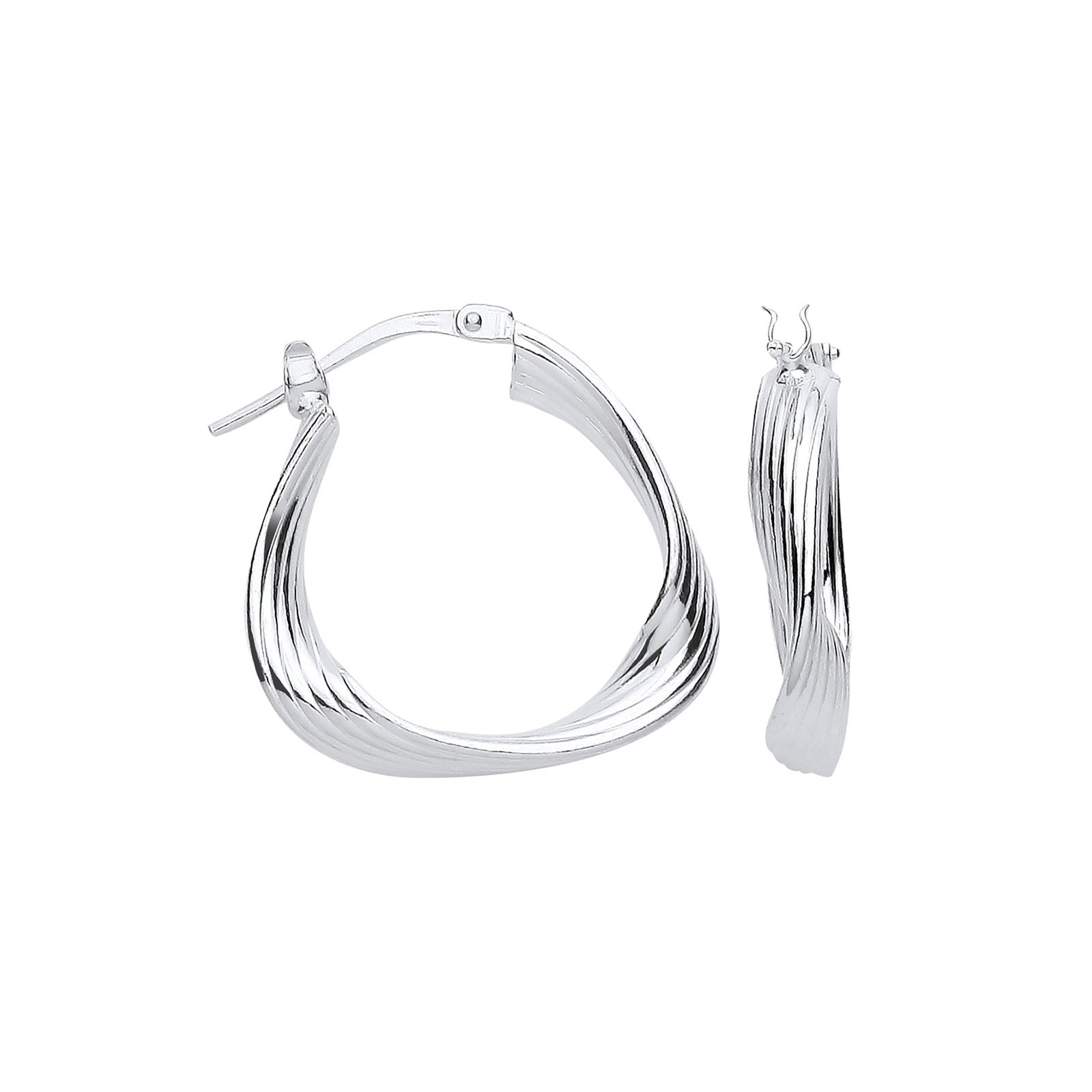 Silver Triangle 21mm Twisted Hoop Earrings - Fine Ring - Certified Authentic - Swiss Made – Luxury Jewellery by Imperi