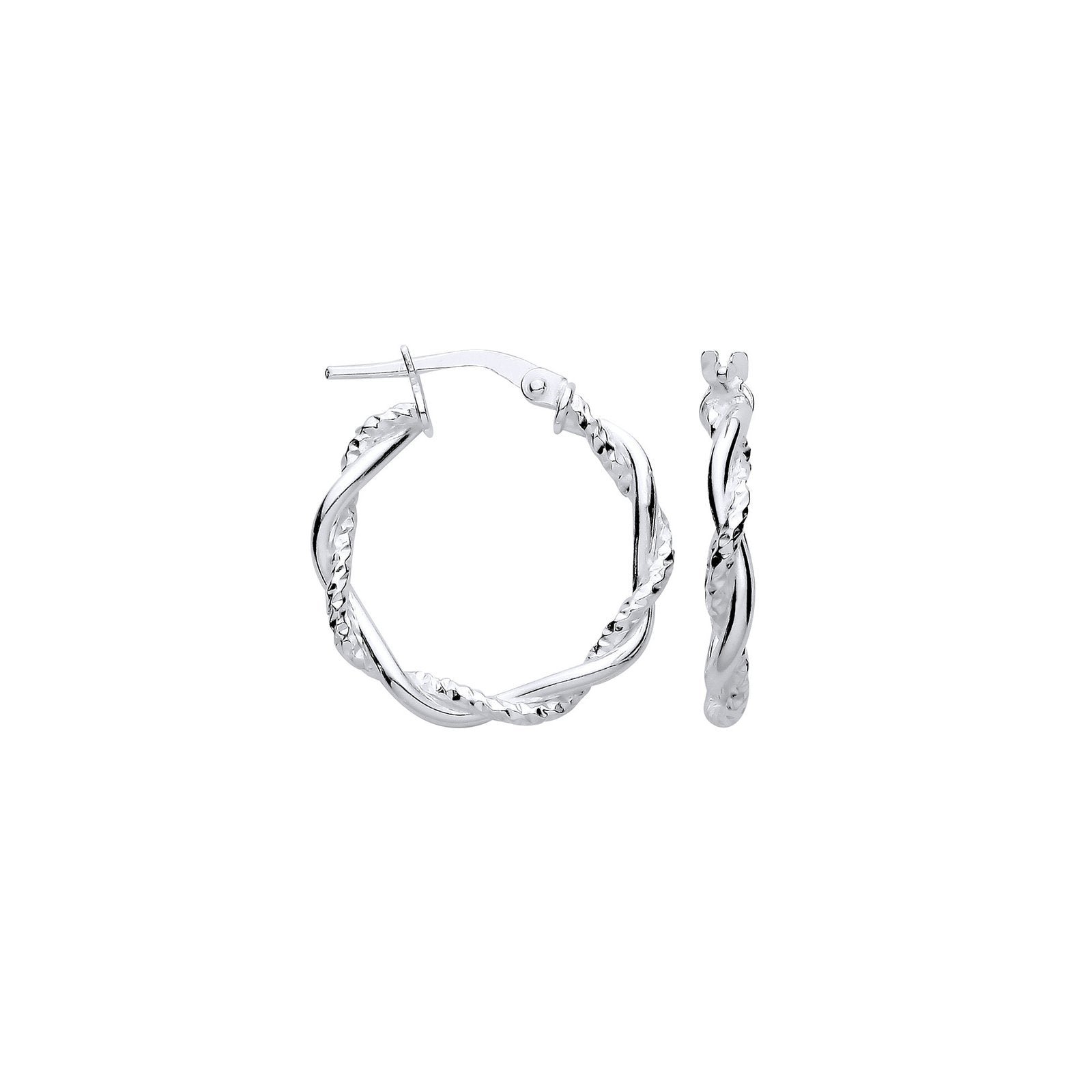 Silver D/C & Plain Twist Hoop Earrings - Fine Ring - Certified Authentic - Swiss Made – Luxury Jewellery by Imperial T