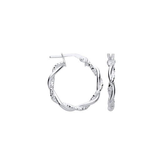 Silver D/C & Plain Twist Hoop Earrings - Fine Ring - Certified Authentic - Swiss Made – Luxury Jewellery by Imperial T