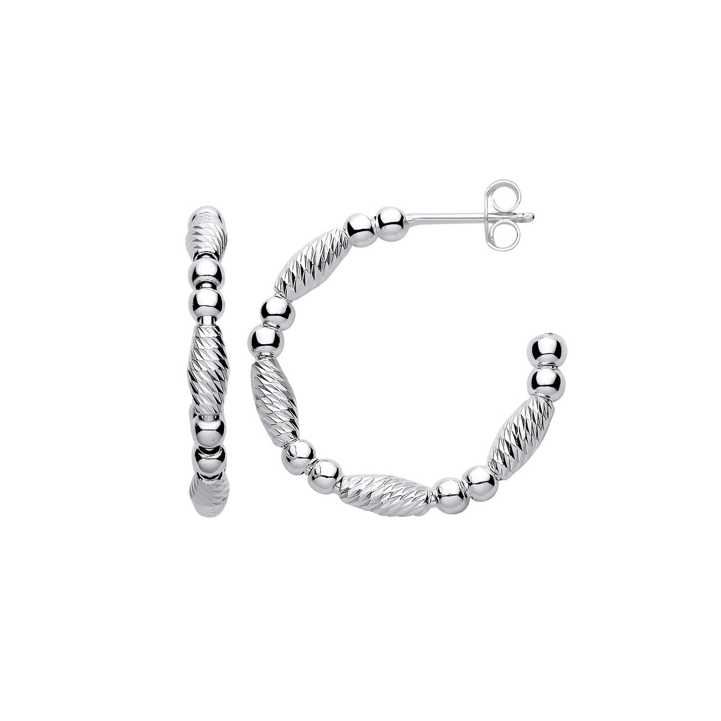 Silver Beads and Twist Hoop Earrings - Fine Ring - Certified Authentic - Swiss Made – Luxury Jewellery by Imperial Tim