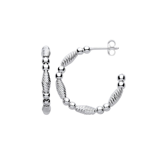Silver Beads and Twist Hoop Earrings - Fine Ring - Certified Authentic - Swiss Made – Luxury Jewellery by Imperial Tim