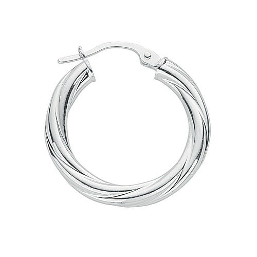 Silver Twisted Hoop Earrings