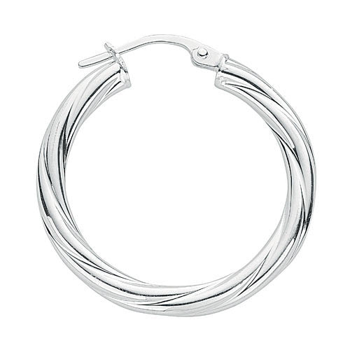 Silver Twisted Hoop Earrings