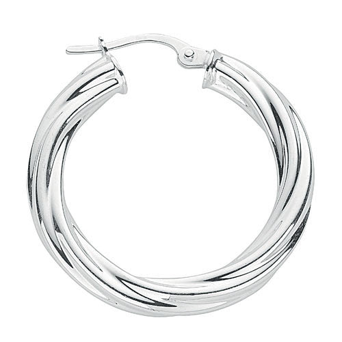 Silver Twisted Hoop Earrings