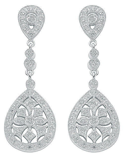 Silver Chandelier Cubic Zirconia Drop Earrings