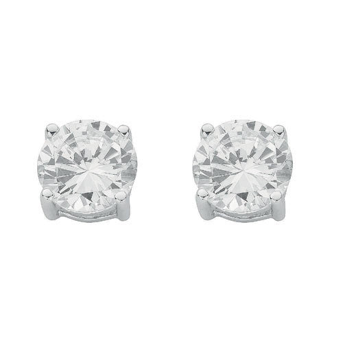 Silver Claw Set Cubic Zirconia 10mm Stud Earrings