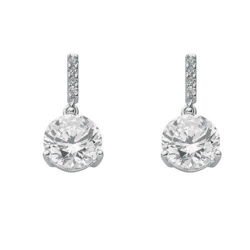 Silver Cubic Zirconia Drop Stud Earrings – product view
