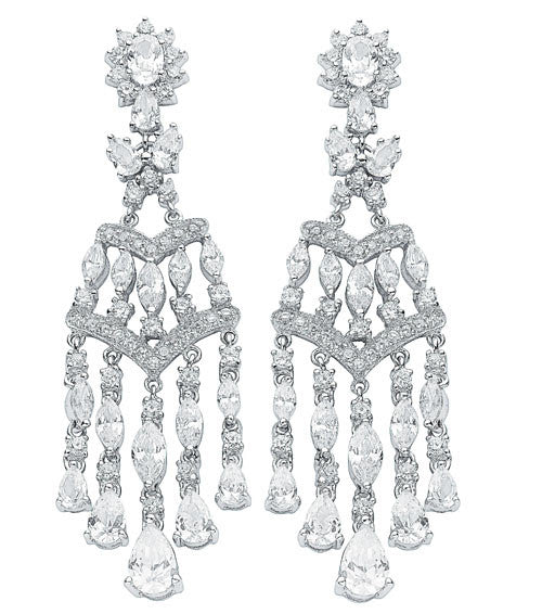 Silver Fancy Cubic Zirconia Chandelier Drops