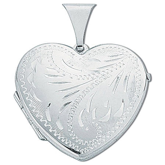 Silver Large Engraved Heart Shaped Locket - Luxury Watch - Certified Authentic - Swiss Made – Luxury Watch by Imperial