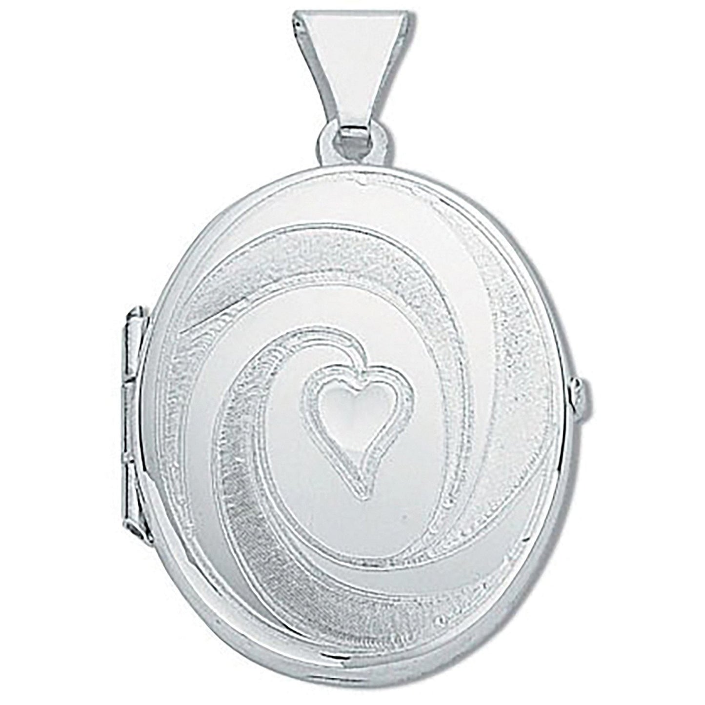Silver Medium Engraved Oval Shaped Locket - Luxury Watch - Certified Authentic - Swiss Made – Luxury Watch by Imperial
