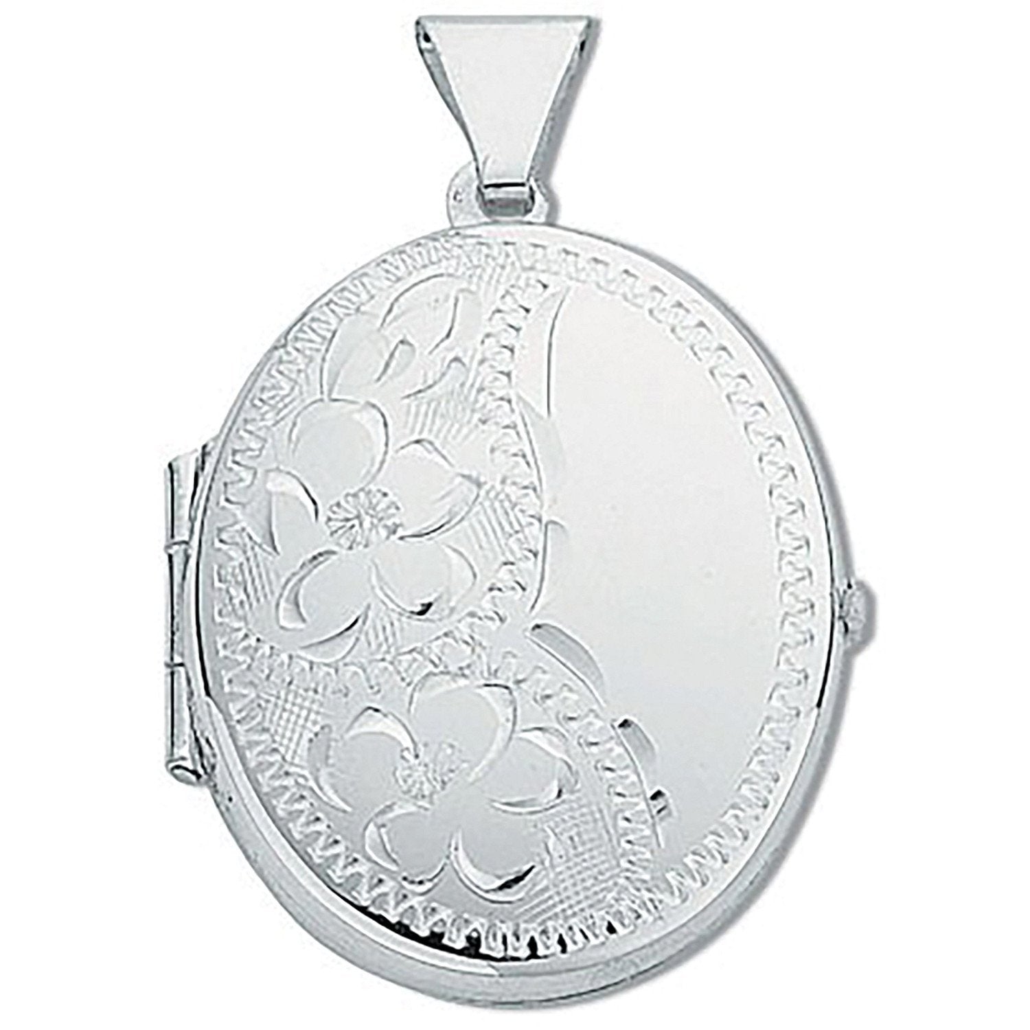 Silver Medium Engraved Oval Shaped Locket - Luxury Watch - Certified Authentic - Swiss Made – Luxury Watch by Imperial