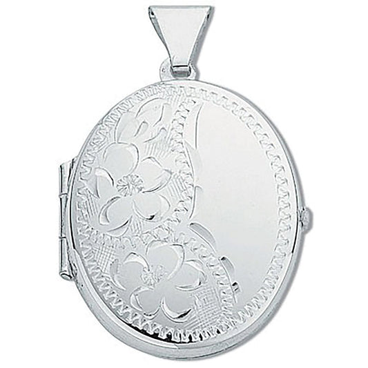 Silver Medium Engraved Oval Shaped Locket - Luxury Watch - Certified Authentic - Swiss Made – Luxury Watch by Imperial