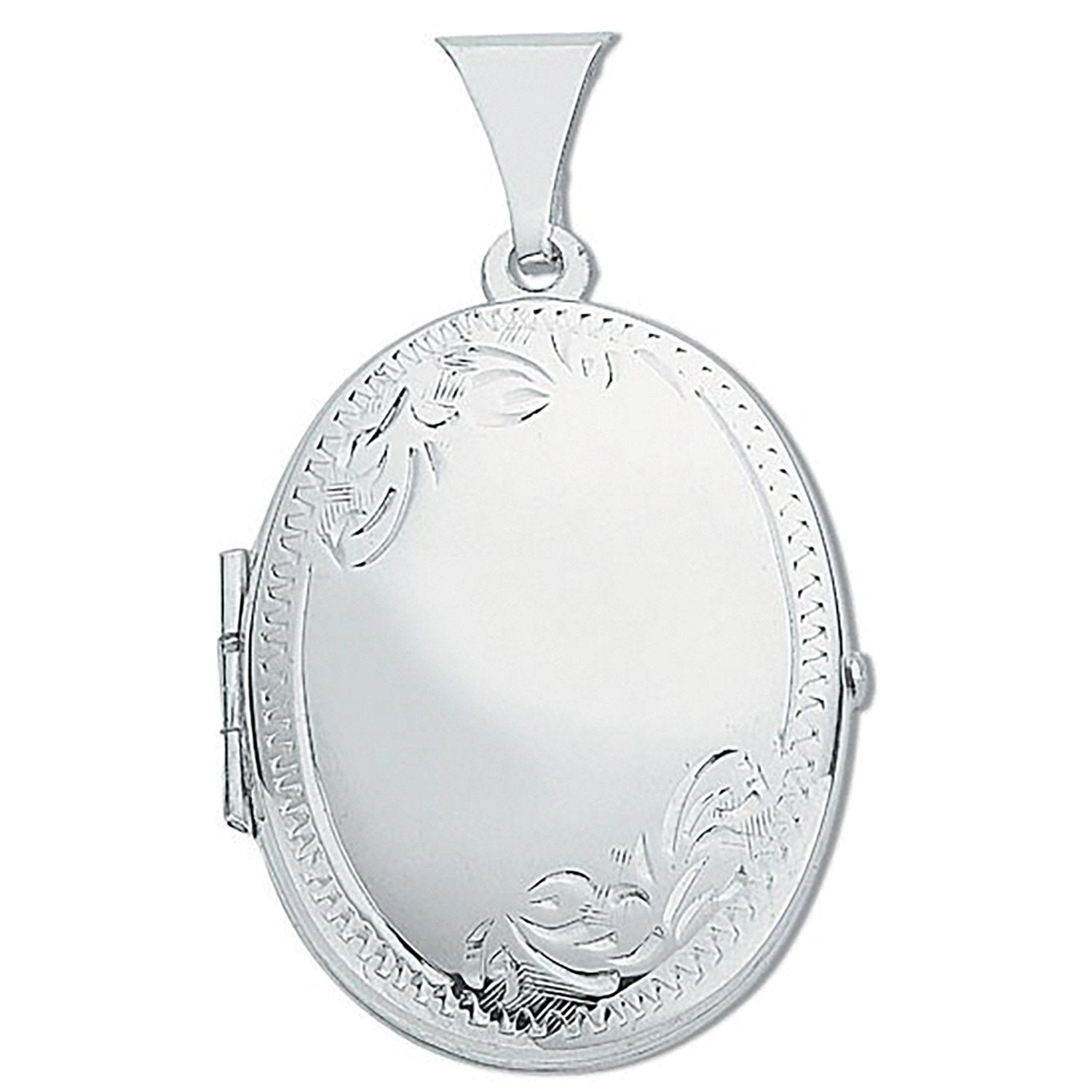 Silver Medium Engraved Oval Shaped Locket - Luxury Watch - Certified Authentic - Swiss Made – Luxury Watch by Imperial