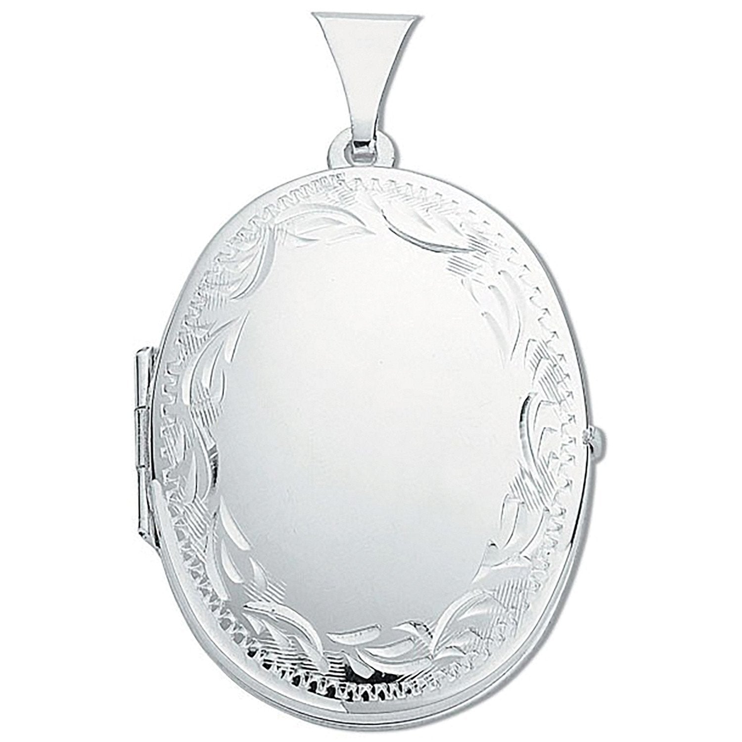 Silver Medium Engraved Oval Shaped Locket - Luxury Watch - Certified Authentic - Swiss Made – Luxury Watch by Imperial