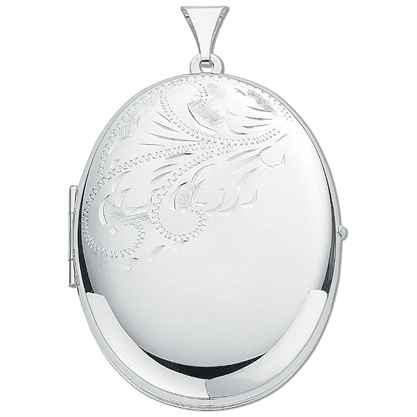 Silver Large Engraved Oval Shaped Locket - Luxury Watch - Certified Authentic - Swiss Made – Luxury Watch by Imperial