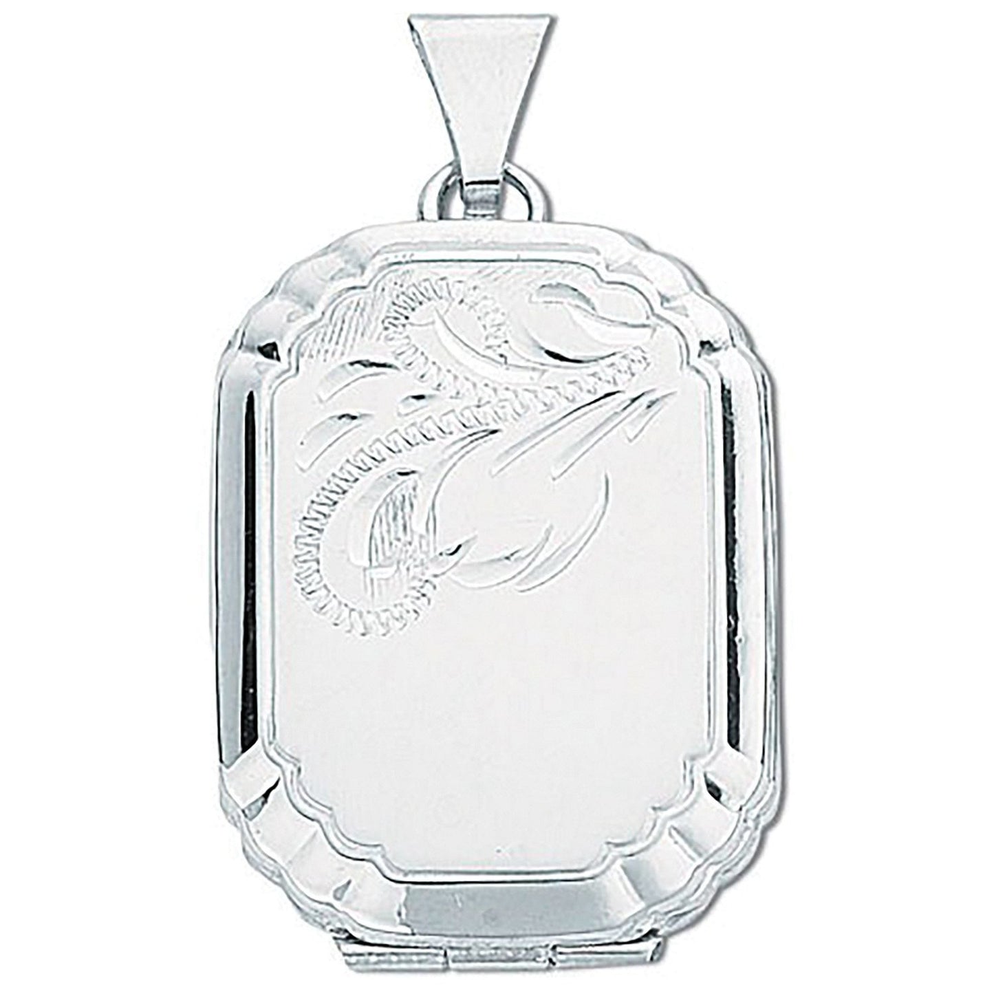 Silver Engraved Rectangular Shaped Locket - Luxury Watch - Certified Authentic - Swiss Made – Luxury Watch by Imperial