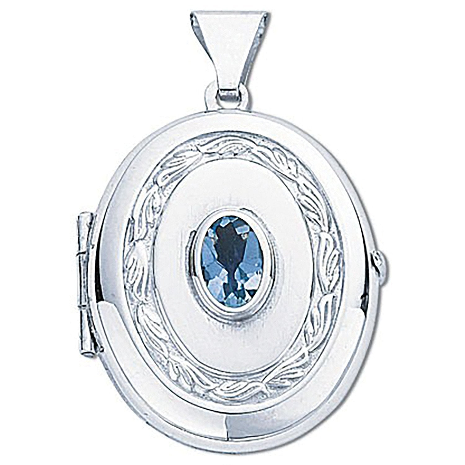 Silver Oval Shaped Blue Topaz Set Locket - Luxury Watch - Certified Authentic - Swiss Made – Luxury Watch by Imperial