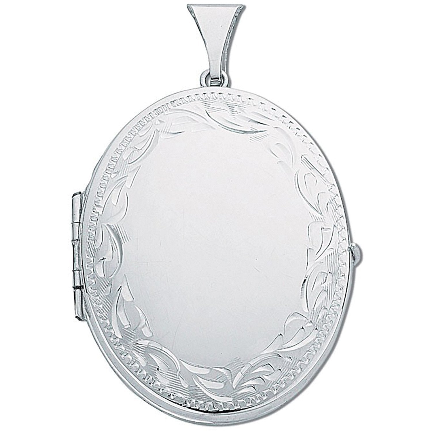 Silver Large Engraved Oval Shaped Family Locket - Luxury Watch - Certified Authentic – Luxury Watch by Imperial Time U