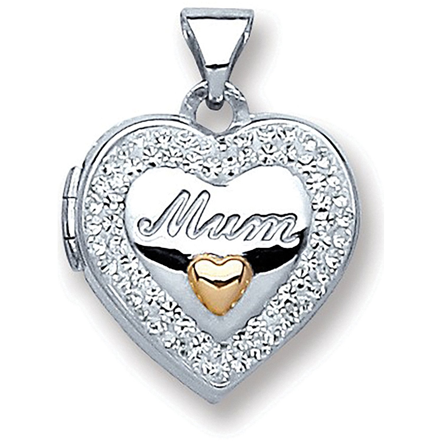 Silver Heart Mum with Crystals Locket - Luxury Watch - Certified Authentic - Swiss Made – Luxury Watch by Imperial Tim