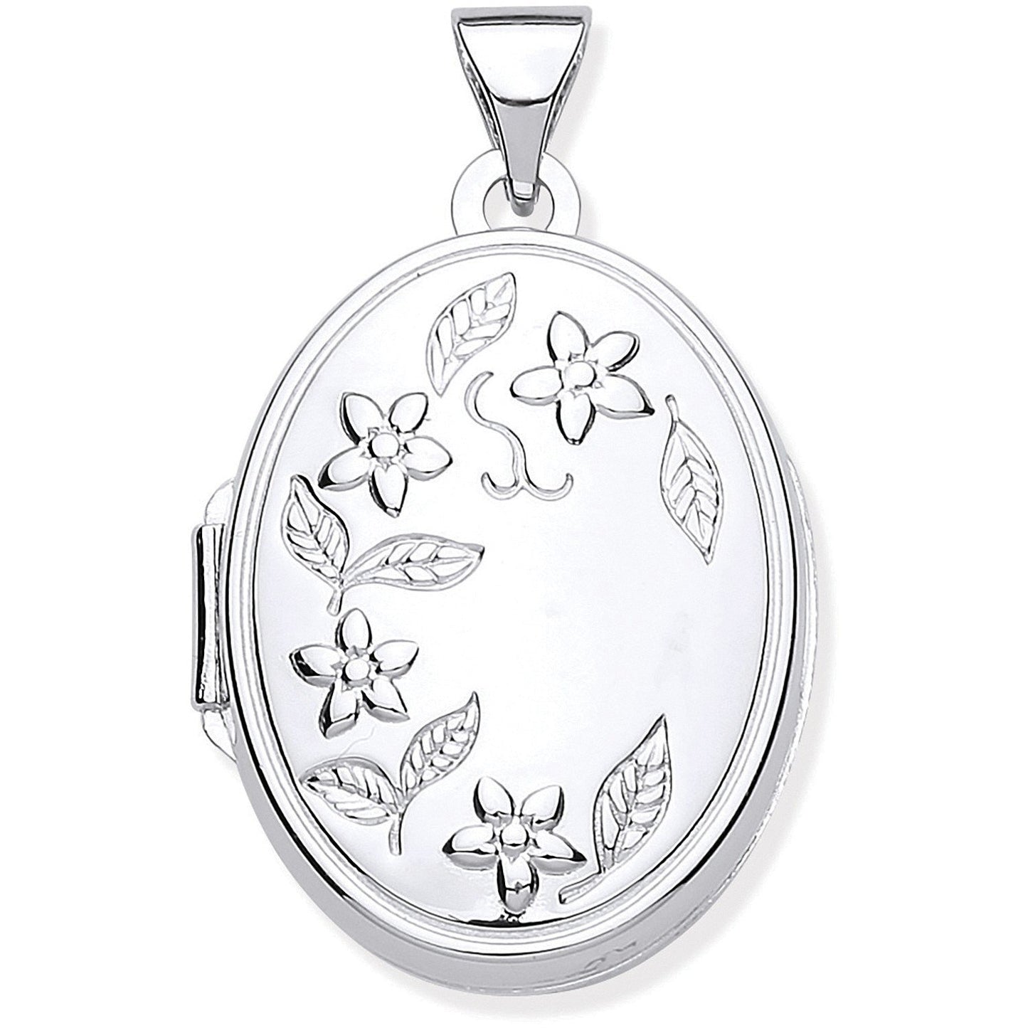 Silver Engraved Flower Oval Locket - Luxury Watch - Certified Authentic - Swiss Made – Luxury Watch by Imperial Time U