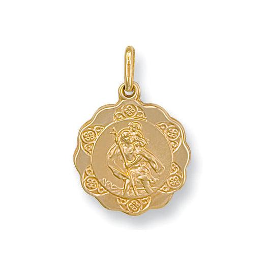 Yellow Gold Light Weight St Christopher Pendant