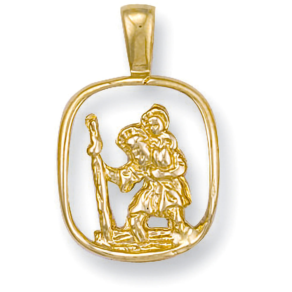 Yellow Gold Cut Out St Christopher Pendant