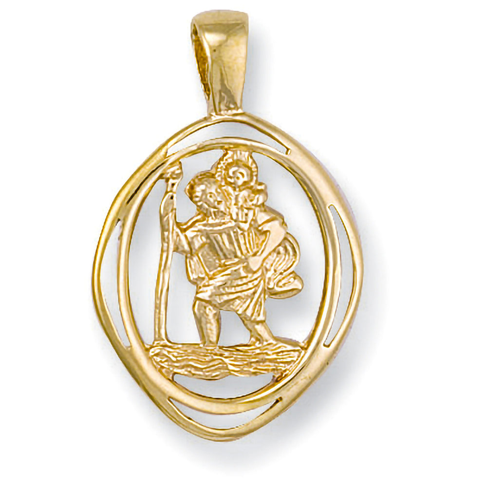 Yellow Gold Cut Out St Christopher Pendant