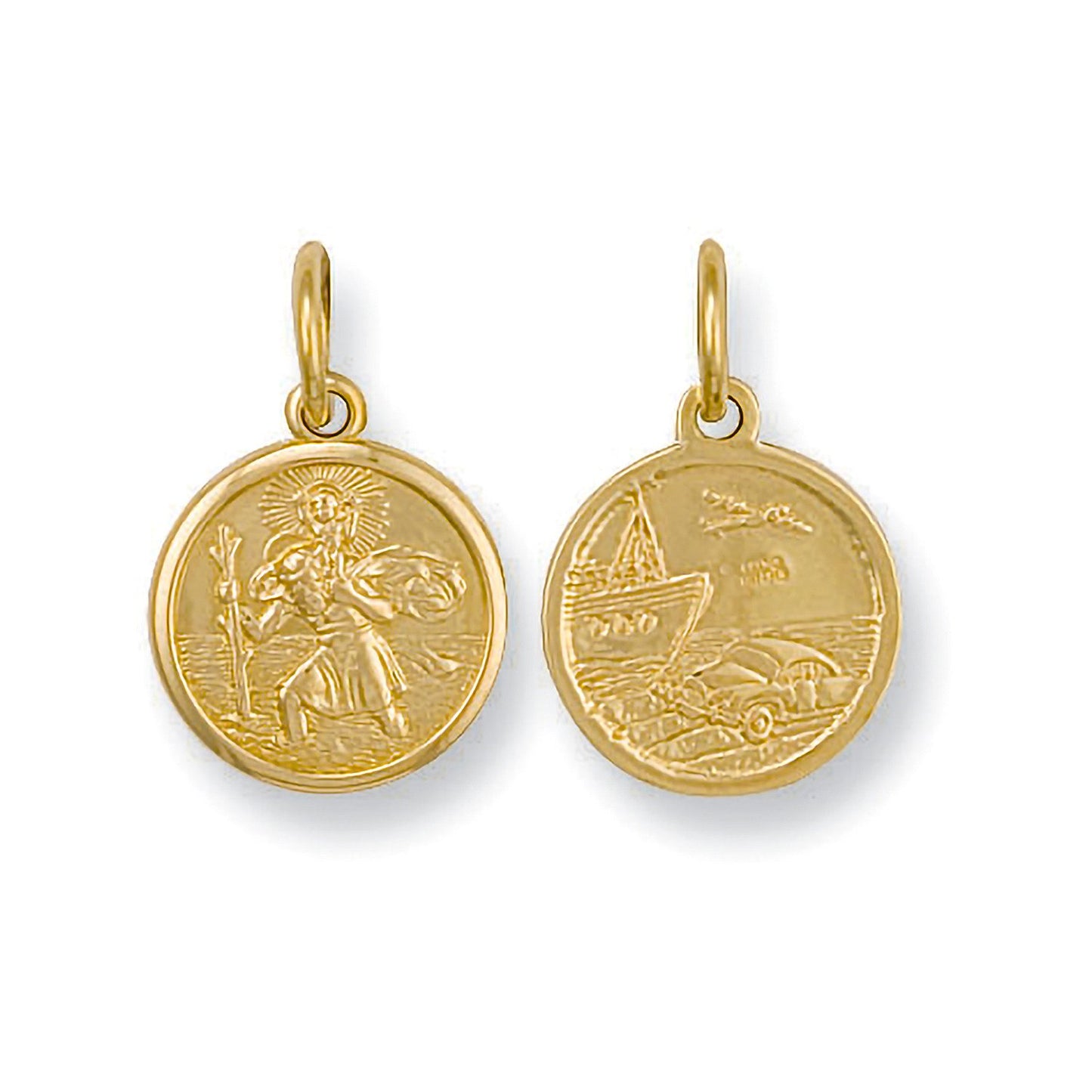 Yellow Gold Double Sided St Christopher Pendant