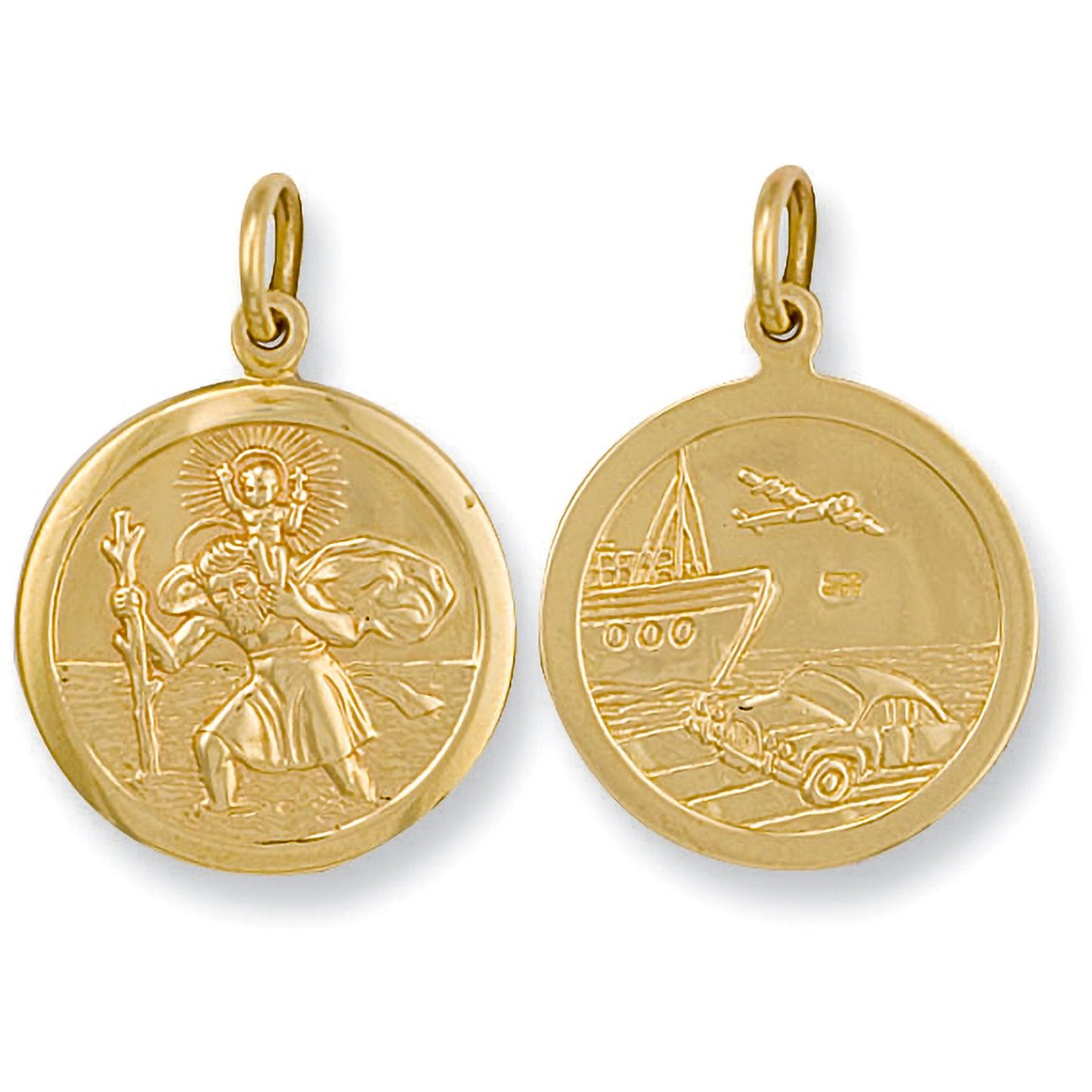 Yellow Gold Double Sided St Christopher Pendant