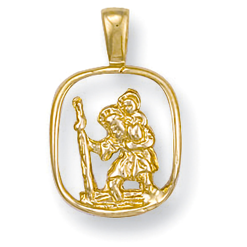 Yellow Gold Cut Out St Christopher Pendant