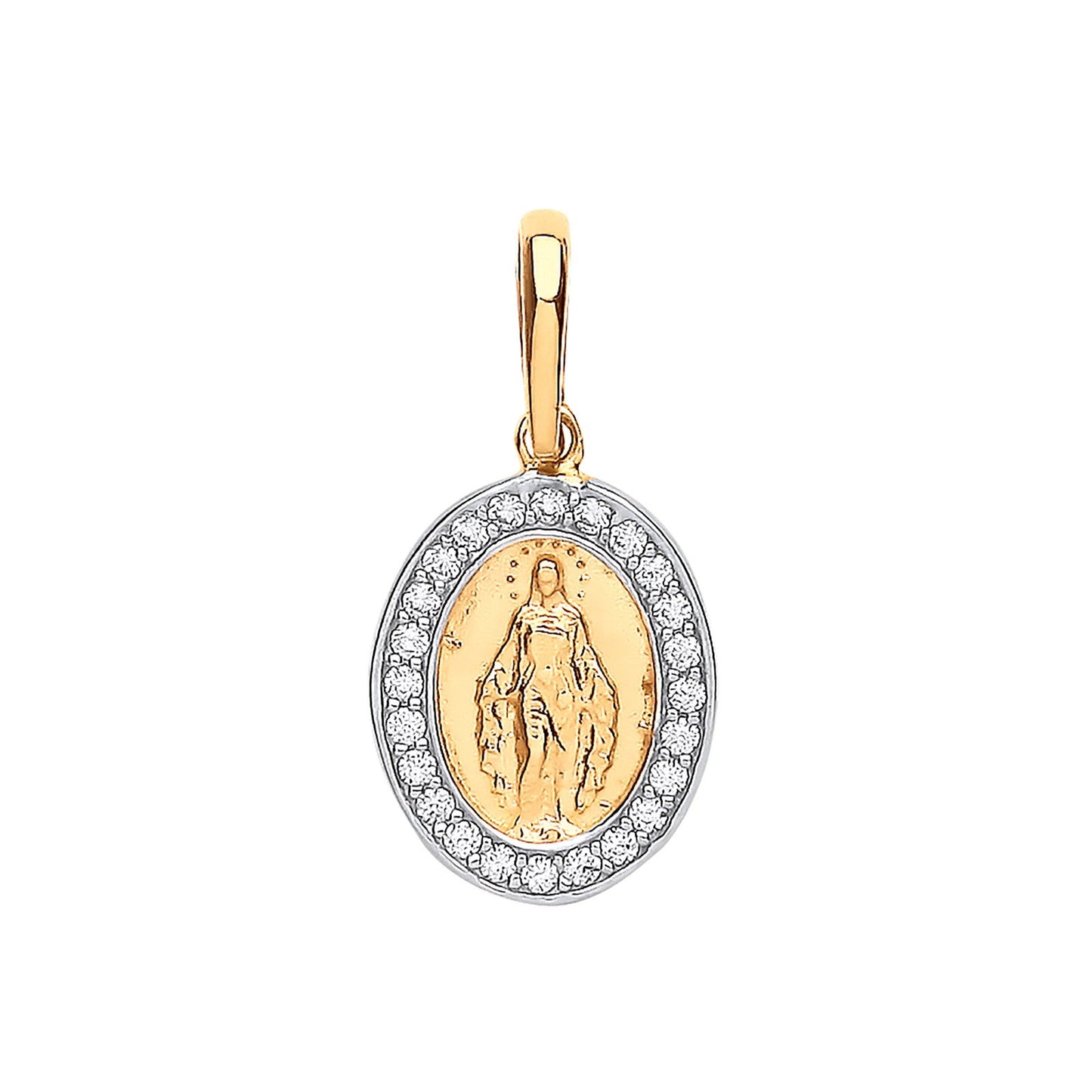 Yellow Gold Miraculous Medallion Cubic Zirconia Pendant