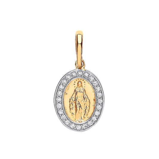 Yellow Gold Miraculous Medallion Cubic Zirconia Pendant