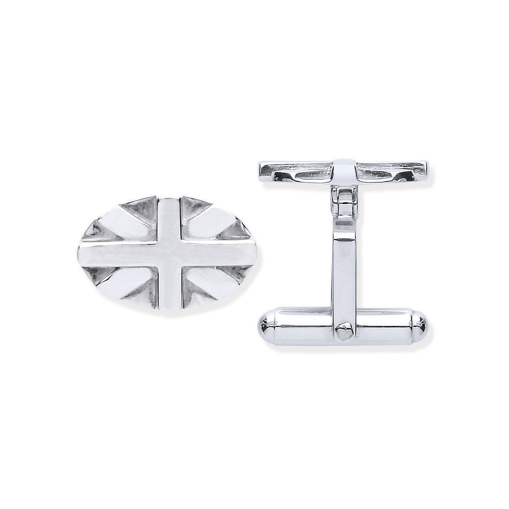 Silver Union Jack Oval Cufflinks – product view