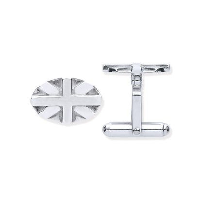 Silver Union Jack Oval Cufflinks – product view