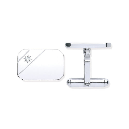 Silver Cubic Zirconia, Rectangle, Soft Edge Cufflinks - Luxury Watch - Certified Authentic – Luxury Watch by Imperial