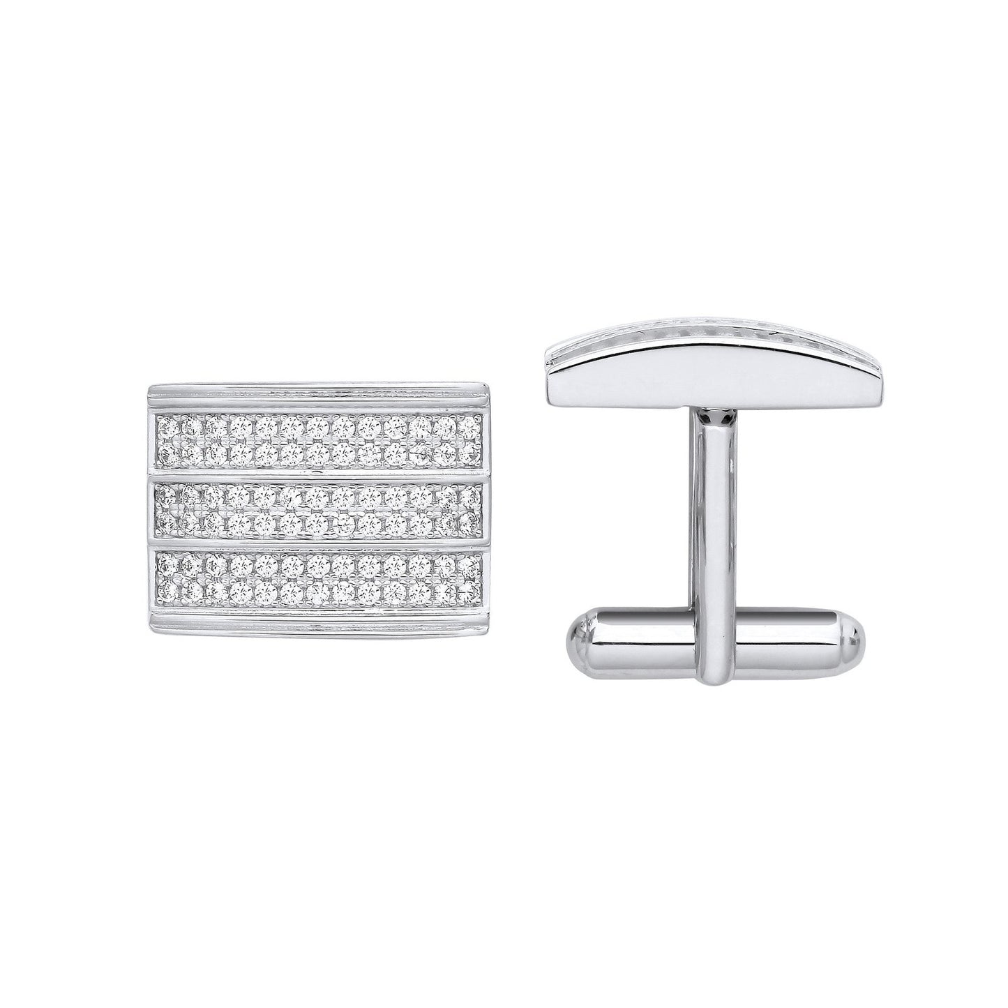 Silver Cubic Zirconia Rectangle Cufflinks - Luxury Watch - Certified Authentic - Swiss Made – Luxury Watch by Imperial