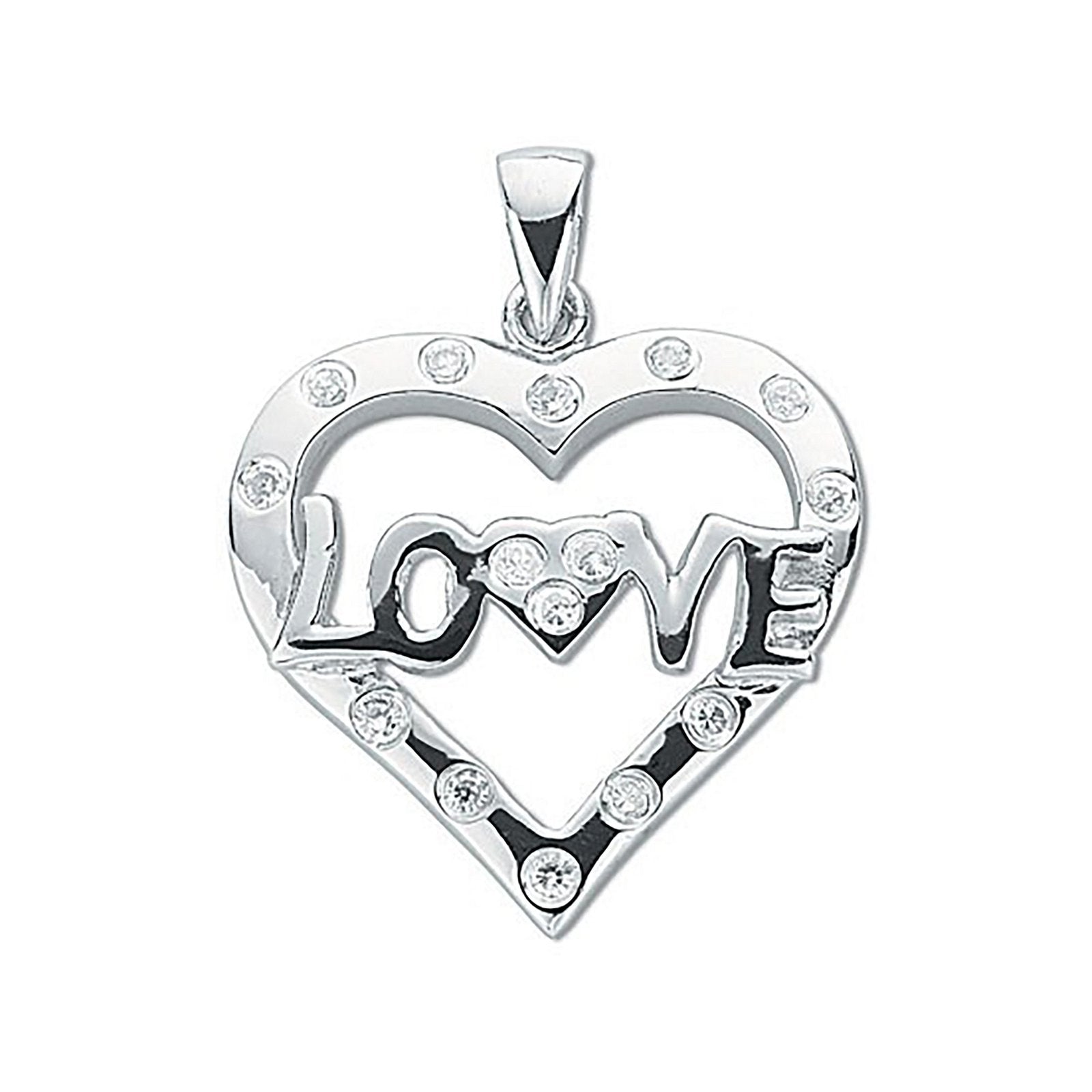 Silver Cubic Zirconia Heart Love Pendant - Fine Necklace - Certified Authentic - Swiss Made – Luxury Jewellery by Impe