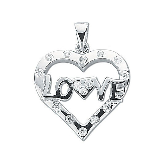 Silver Cubic Zirconia Heart Love Pendant - Fine Necklace - Certified Authentic - Swiss Made – Luxury Jewellery by Impe