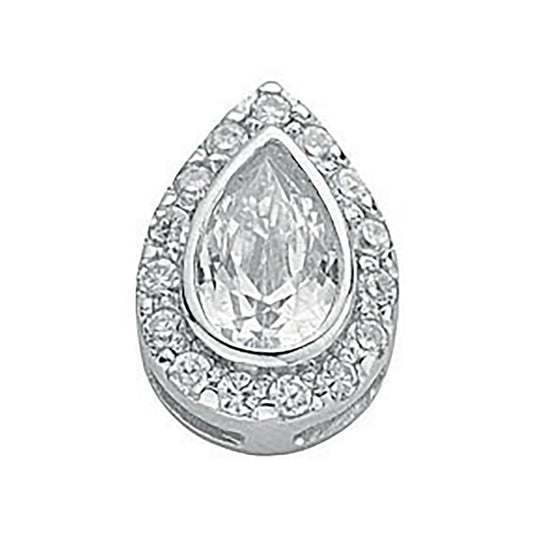 Silver Pear Cut Cubic Zirconia Cluster Drop Pendant - Fine Necklace - Certified Authentic – Luxury Jewellery by Imperi