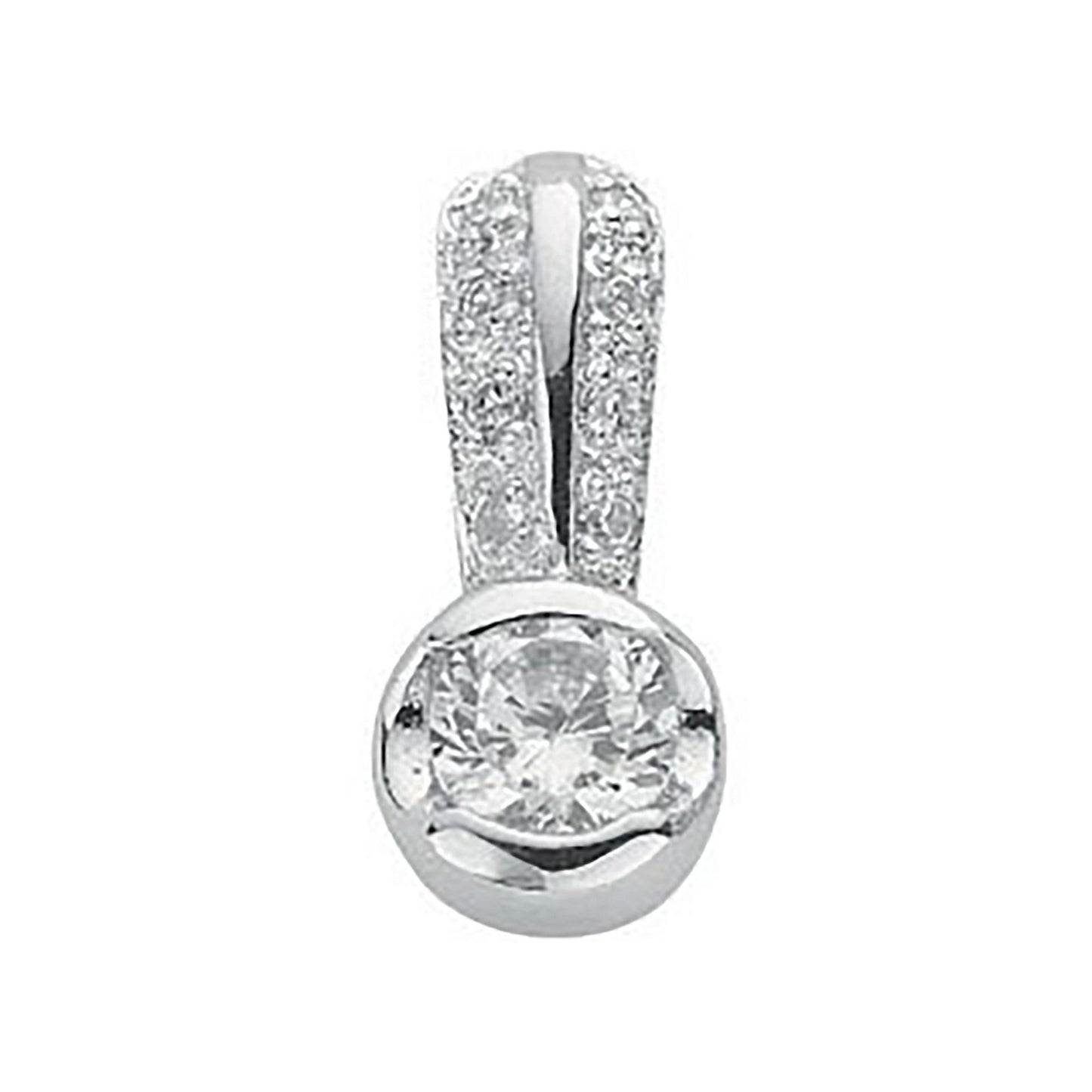 Silver Rubover Set Cubic Zirconia Single Stone Pendant - Fine Necklace - Certified Authentic – Luxury Jewellery by Imp