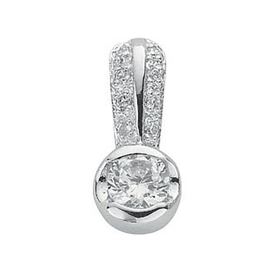 Silver Rubover Set Cubic Zirconia Single Stone Pendant - Fine Necklace - Certified Authentic – Luxury Jewellery by Imp