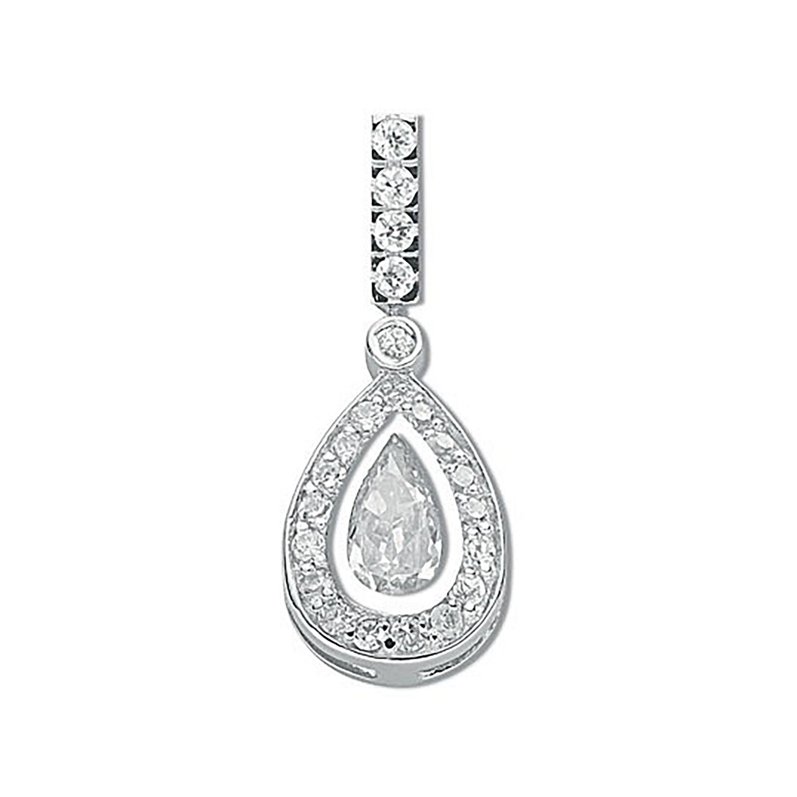 Silver Pear Cut Cubic Zirconia Cluster Drop Pendant - Fine Necklace - Certified Authentic – Luxury Jewellery by Imperi