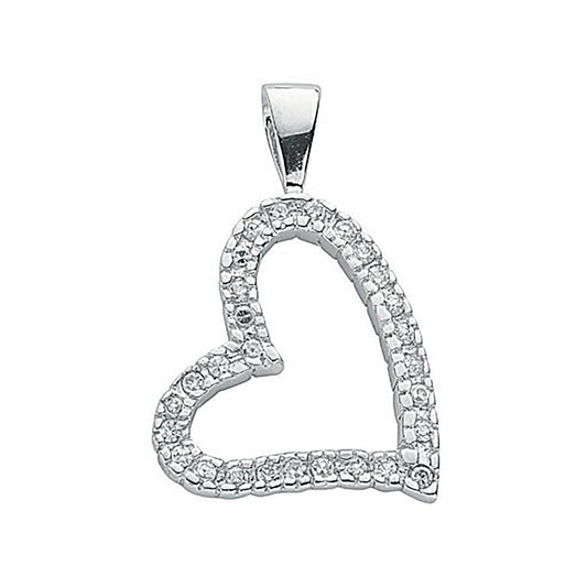 Silver Cubic Zirconia Heart Pendant - Fine Necklace - Certified Authentic - Swiss Made – Luxury Jewellery by Imperial