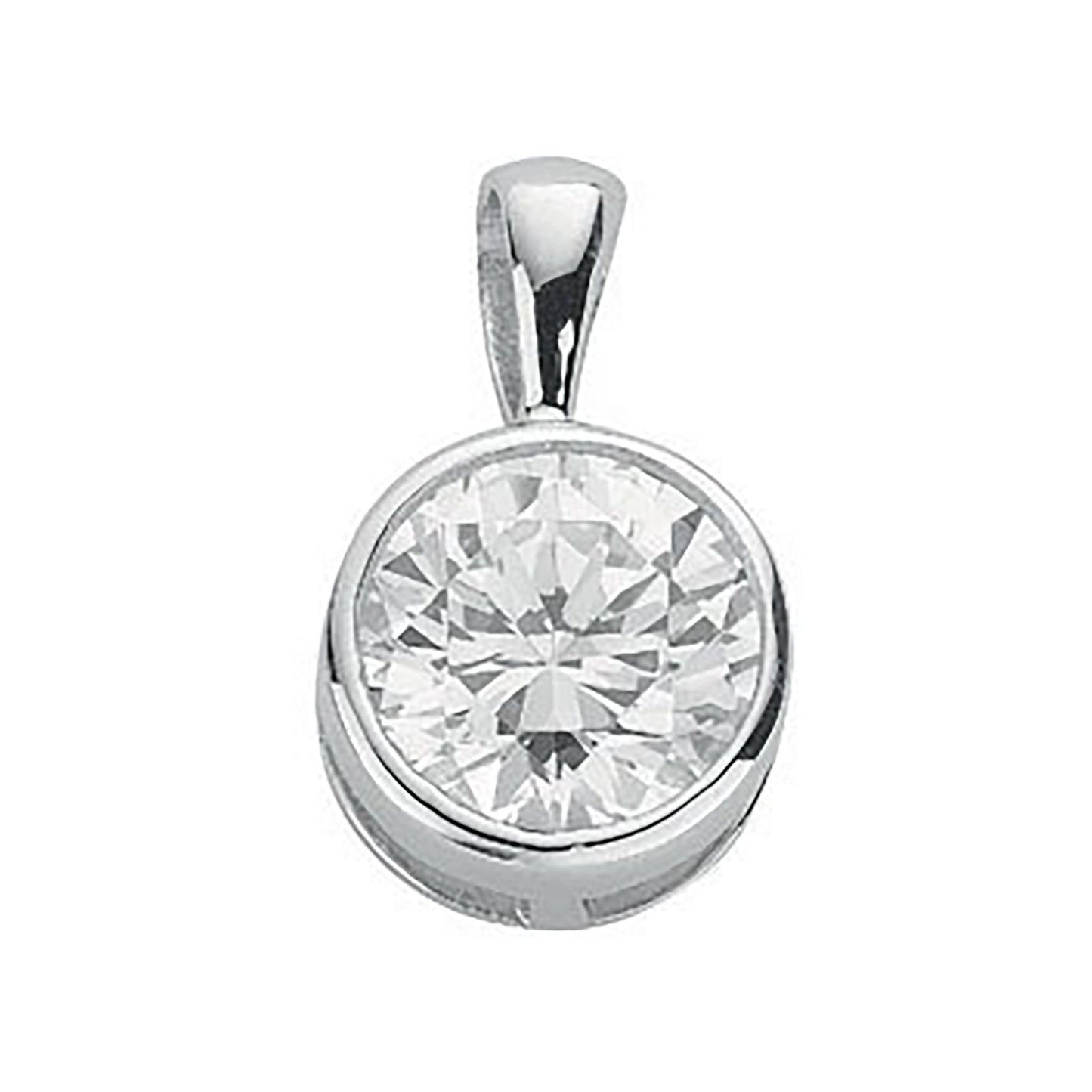 Silver Rubover Set Cubic Zirconia Single Stone Pendant - Fine Necklace - Certified Authentic – Luxury Jewellery by Imp