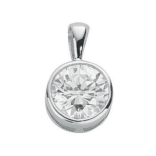 Silver Rubover Set Cubic Zirconia Single Stone Pendant - Fine Necklace - Certified Authentic – Luxury Jewellery by Imp