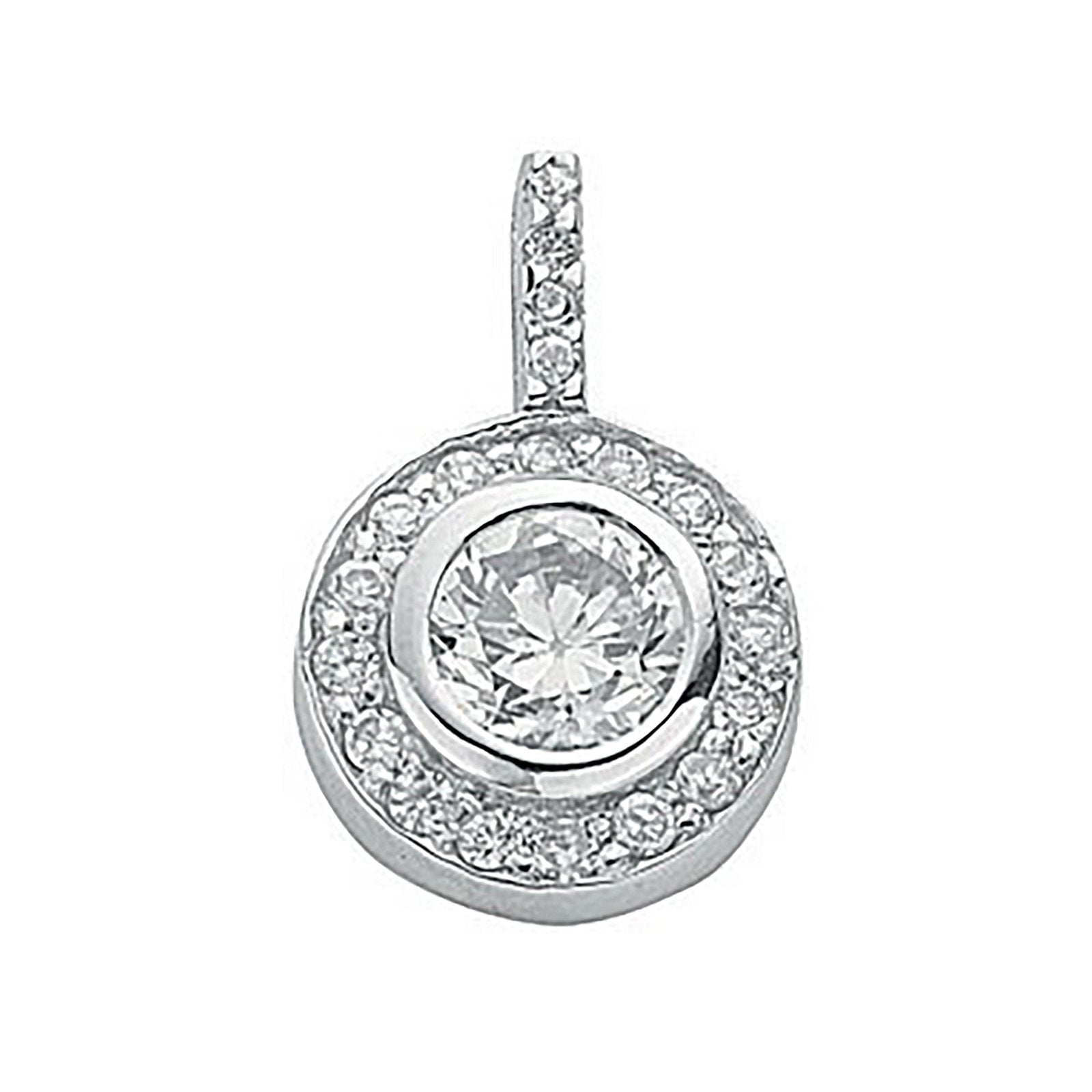 Silver Cubic Zirconia Cluster Drop Pendant - Fine Necklace - Certified Authentic - Swiss Made – Luxury Jewellery by Im