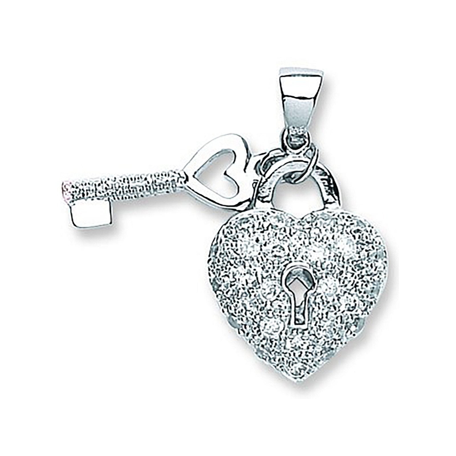 Silver Heart & Key Drop Pendant - Fine Necklace - Certified Authentic - Swiss Made - UK Stock – Luxury Jewellery by Im